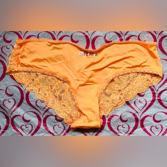 ‼️SOLD‼️ NWT Vintage VS PINK Floral Lace back Neon orange cheeky panty underwear - Picture 1 of 5